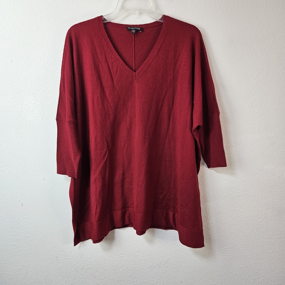 Eileen Fisher Merino Wool Light Sweater Top Size M Oversized Boxy Minimalist
